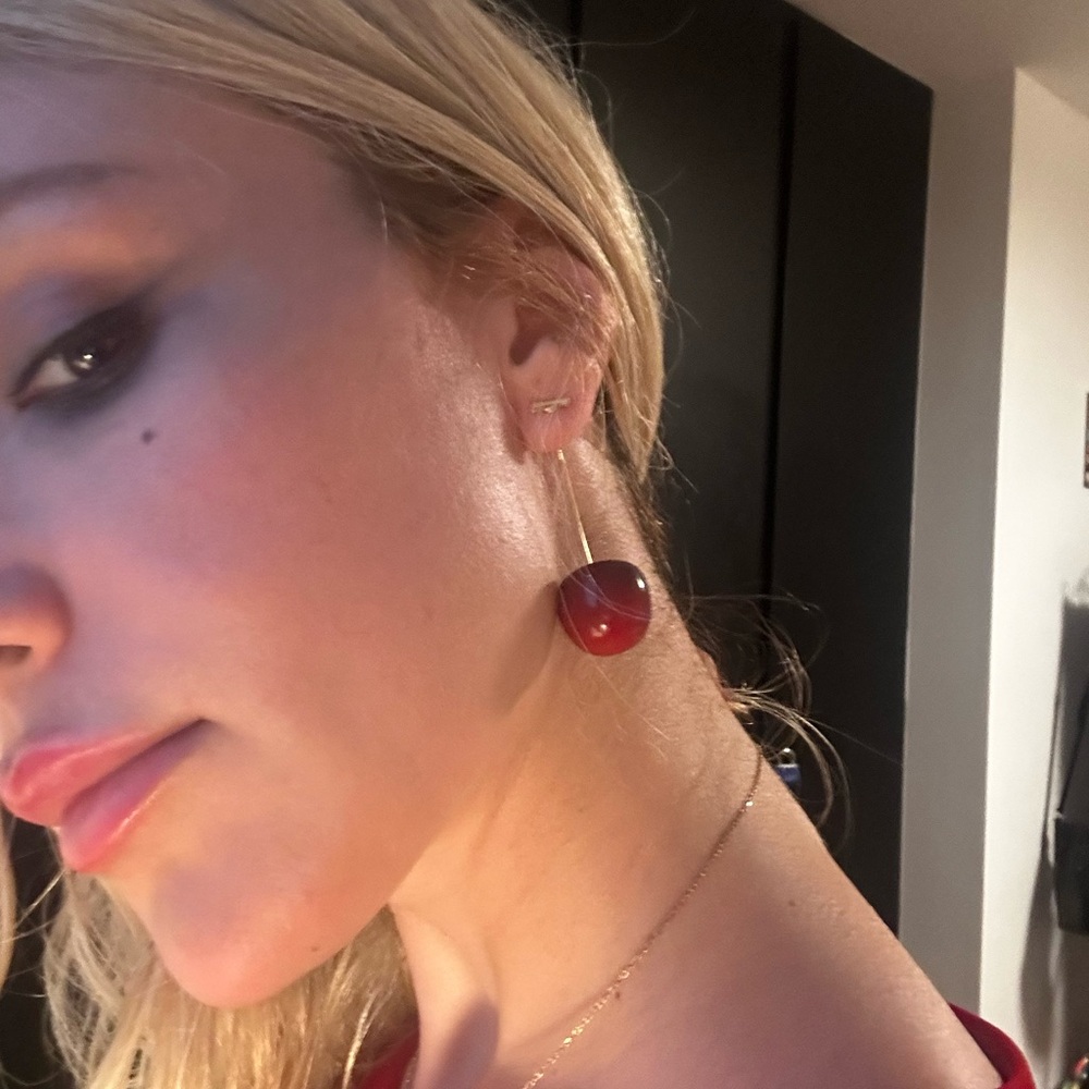 Glass Infused Cherry Earrings |Special Design from a Turkish artist in Istanbul